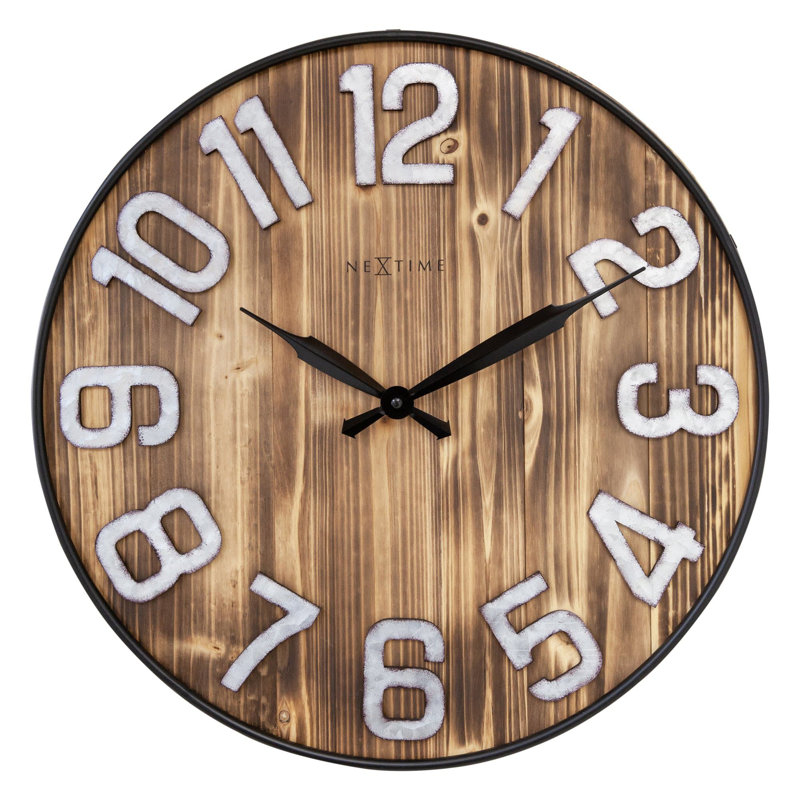 20-Inch Wooden Wall Clock With Metal Numbers