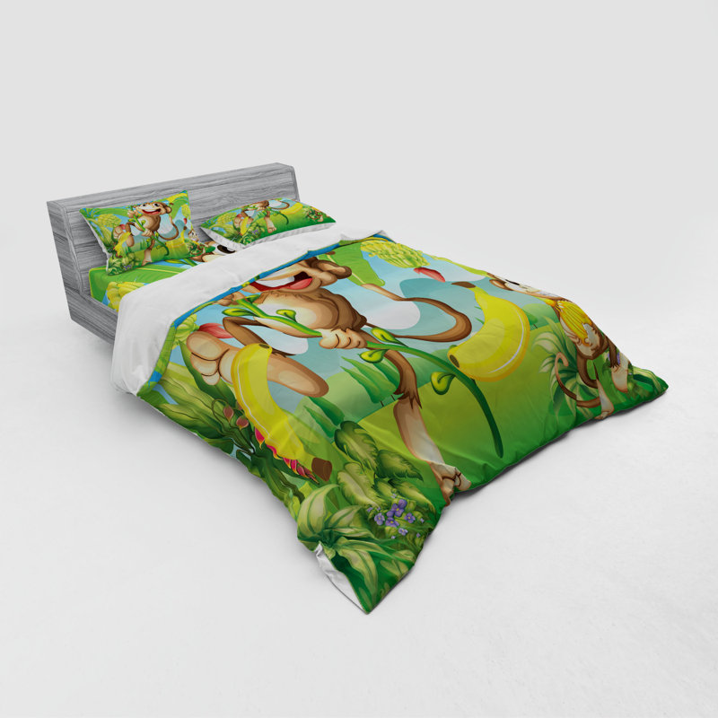Ensemble de housse de couette en microfibre verte, Housse de couette grand + 3 pièces supplémentair