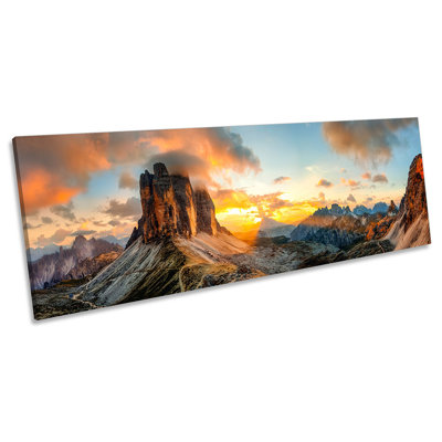 Three Peaks Lavaredo Dolomites Panoramic - Wrapped Canvas Panoramic Print