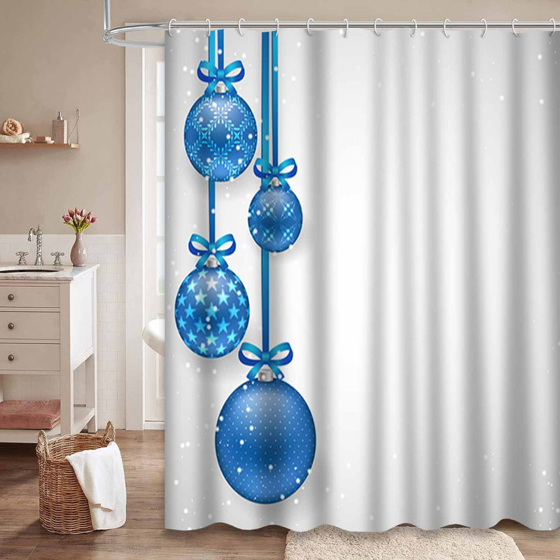 Rideau de douche de Noël avec 12 crochets, L 72 po x l 84 po