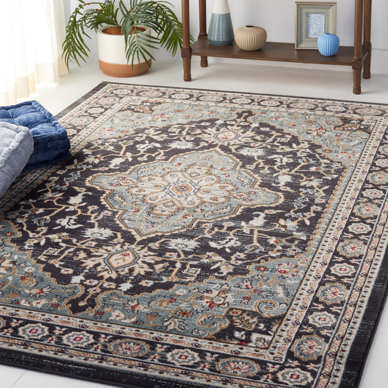 Tapis performance oriental Klose, Rectangle 3 pi 3 po x 5 pi 3 po, Teal/Black