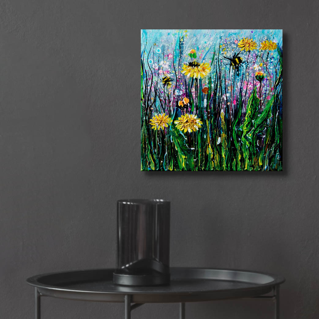 August Grove Field of Flowers and a Bee' by Lena Owens, Acrylic Glass