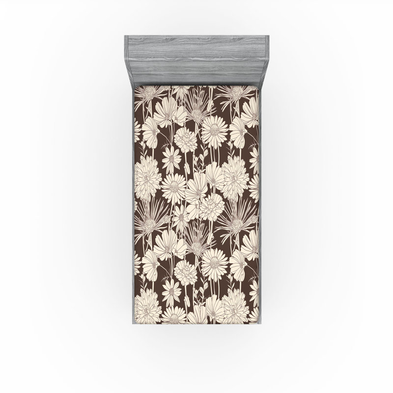 Drap-housse en camomille Ambesonne, Drap-housse de taille simple