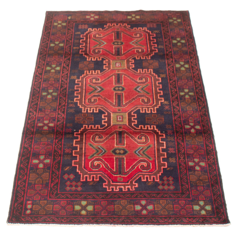 Tapis rouge foncé Teimani 3 pi 8 po x 6 pi 7 po