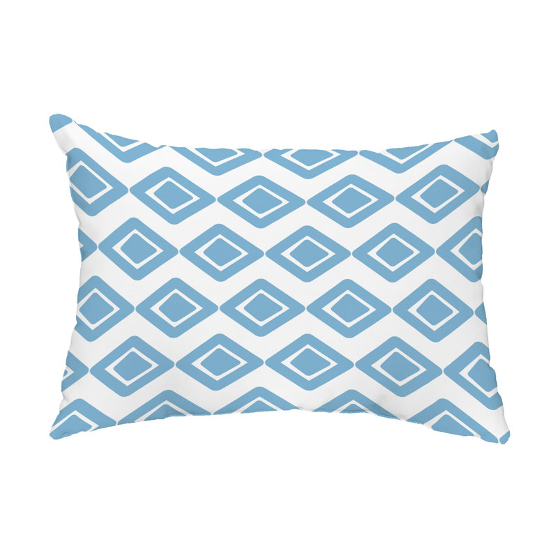 Diamond Geometric Outdoor Reversible Throw Pillow, Blue