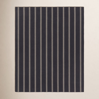Edora Navy Ivory Hand-Loomed Striped Outdoor Rug