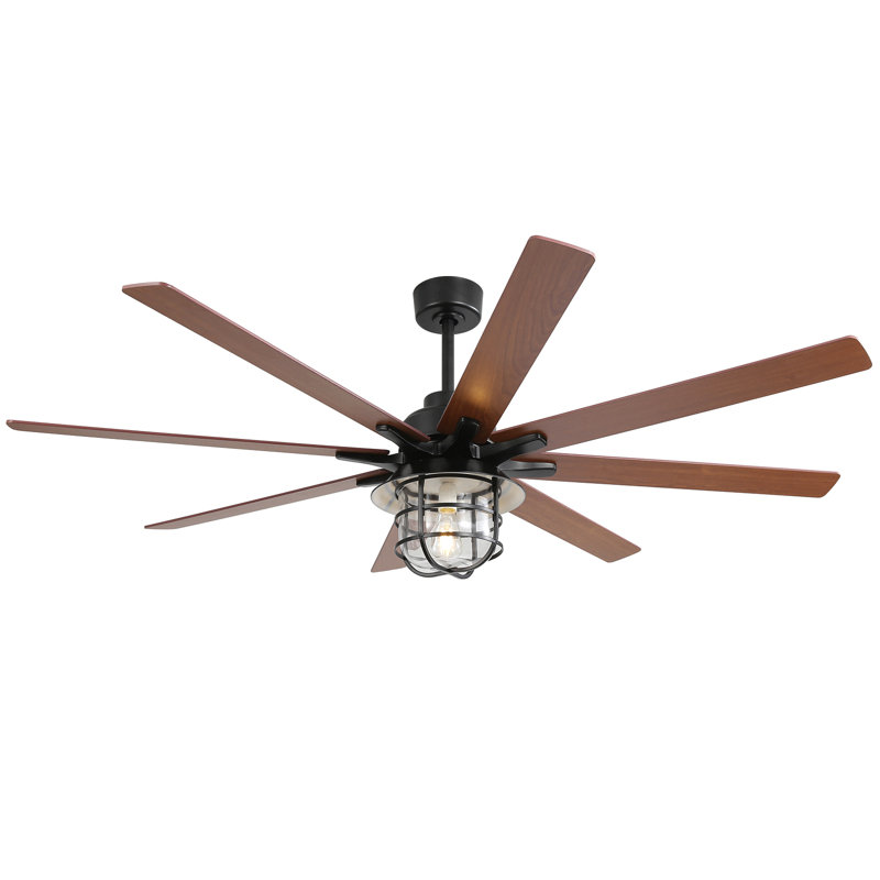Ventilateur de plafond 66 pouces avec moteur à courant continu réversible à 6 vitesses et 8 pales avec lumière