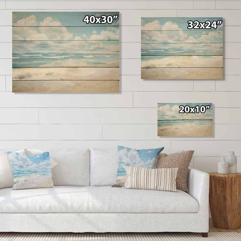 Paysage de plage minimaliste III sur bois, H 10 po x l 20 po x P 0,78 po