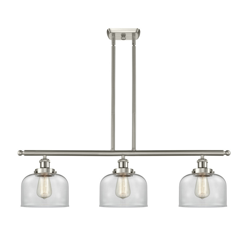 Luminaire suspendu linéaire à 3 lumières HamLake, Ampoule non incluse, Transparent, Nickel satiné brossé