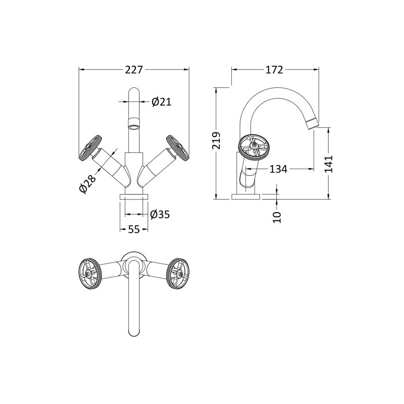 Revolution Mono Basin Mixer with Waste, Brushed Brass