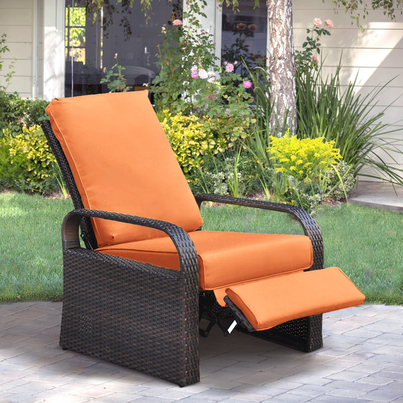 Outdoor T-Cushion Recliner Slipcover, Orange Polyester Blend