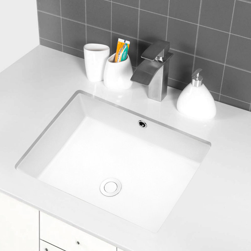 Évier encastré en céramique avec trop-plein 22 po x 15,5 po - Blanc, élégant et pratique, s'adapte à divers environnements de salle de bain de qualité 22 x 15,5 x 7, surface lisse, pour la maison et le bureau