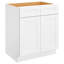 Armoire de base Shaker de 27 po x 21 po x 34,5 po blanc pré-assemblé en forme de shaker Homeibro Cozy Design-1166382363-1166382364
