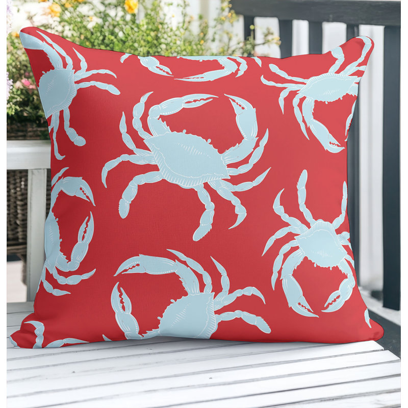 Coussin décoratif d'extérieur Crabby, Carré 16 po, Rouge