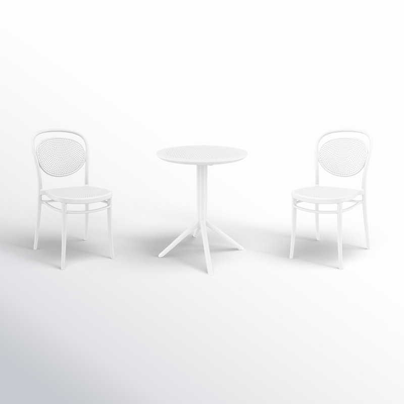 Ensemble bistro pour 2 personnes avec chaises empilables 24 po Farrah, Blanc