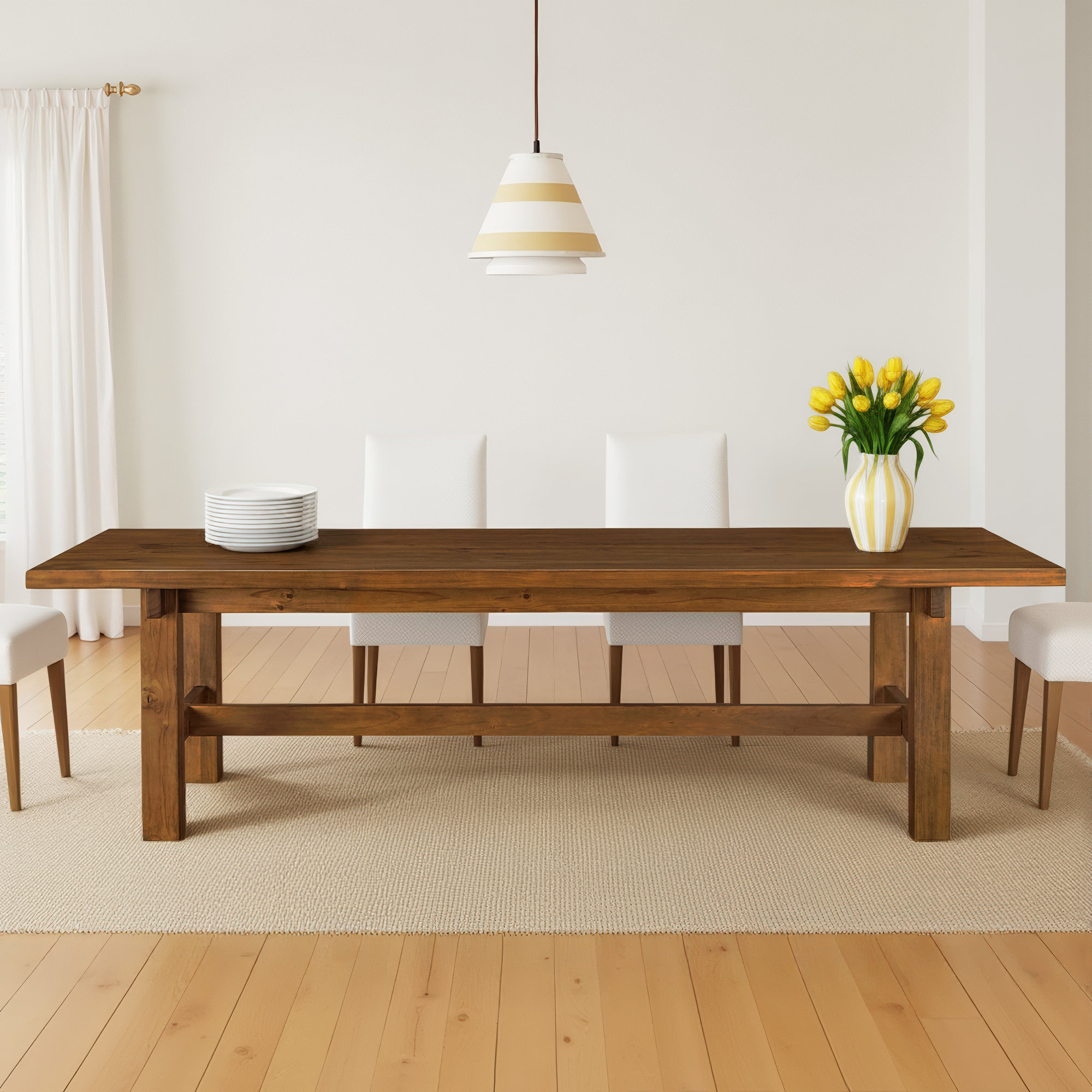 Octavia Rectangular Solid Wood Dining Table, 42" W x 109" L