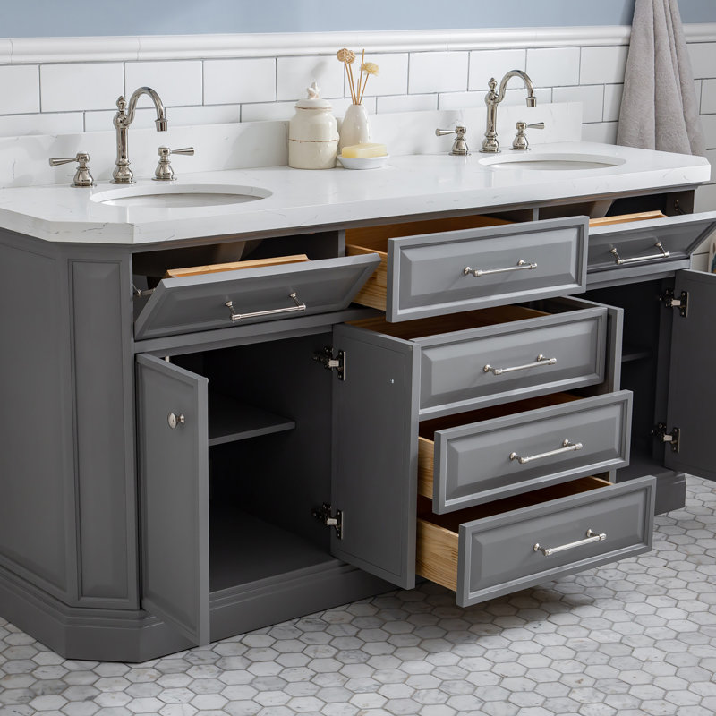 Palace 72'' W Double Vanity, Cashmere Gray, Polished Nickel