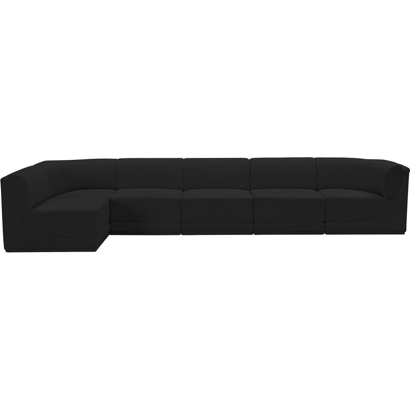 Canapé modulaire rembourré 6 pièces Ollie, Tissu bouclé noir