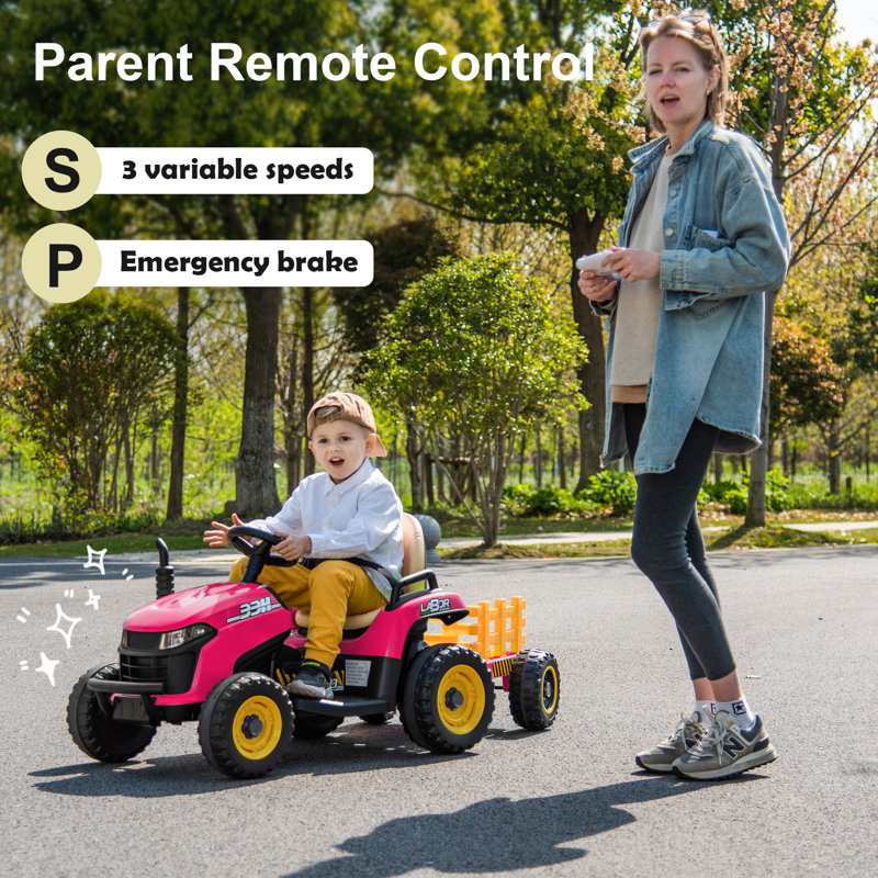 Voiture électrique 1 place avec télécommande DEARAUTO 12V, Rose