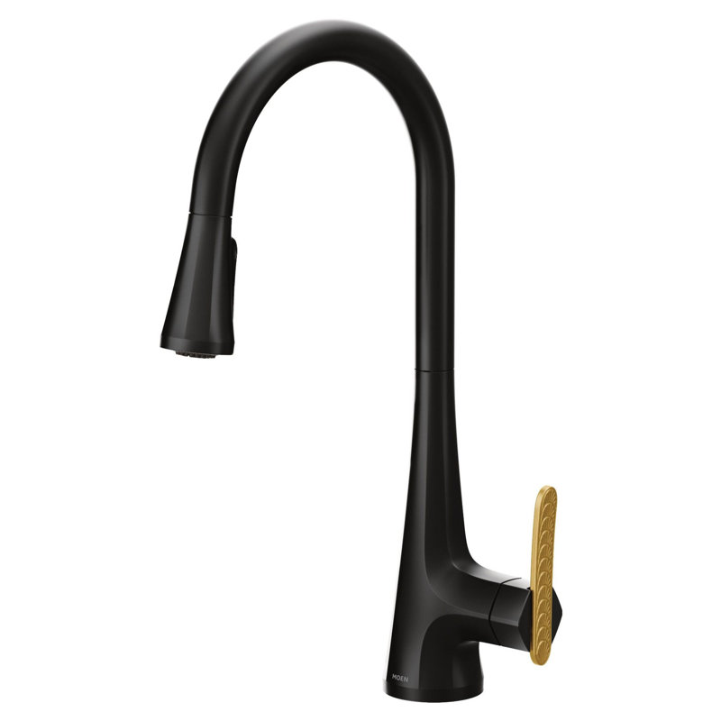 Sinema High Arc Pull Down Single Handle Kitchen Faucet with Power Boost and Reflex, Matte Black