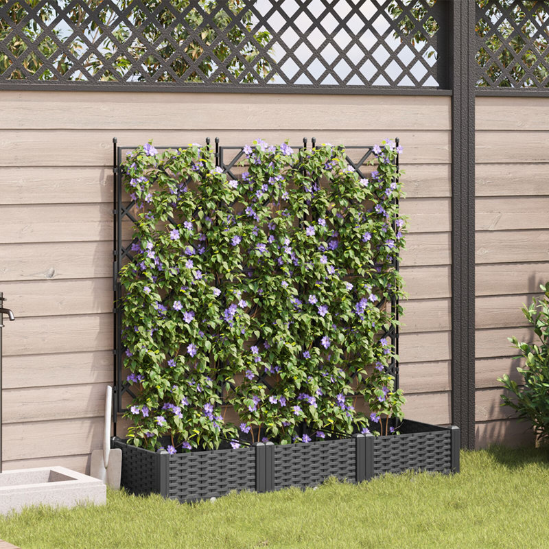 Garden Planter Plastic Resin Planters, 125.5cm H x40cm W x 120cm D, Black