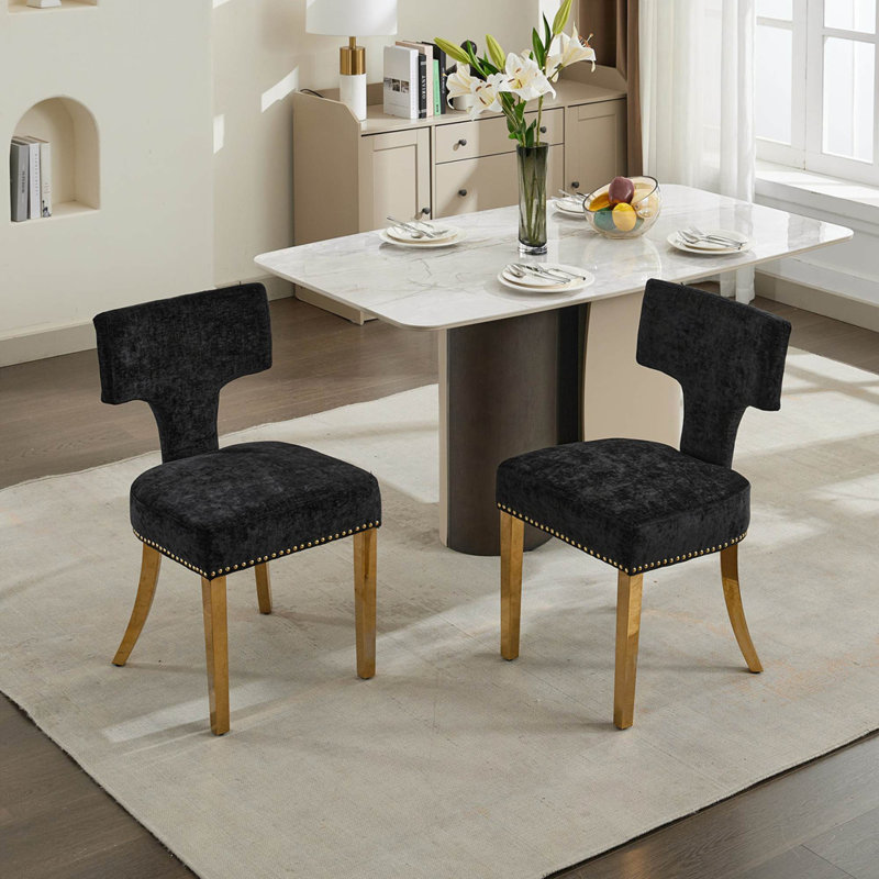 Ensemble de 2 chaises de salle à manger de style Mid-Century, Noir