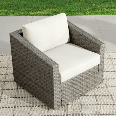 Tiaka Outdoor Swivel Rattan Single Patio Chair with Ottoman
