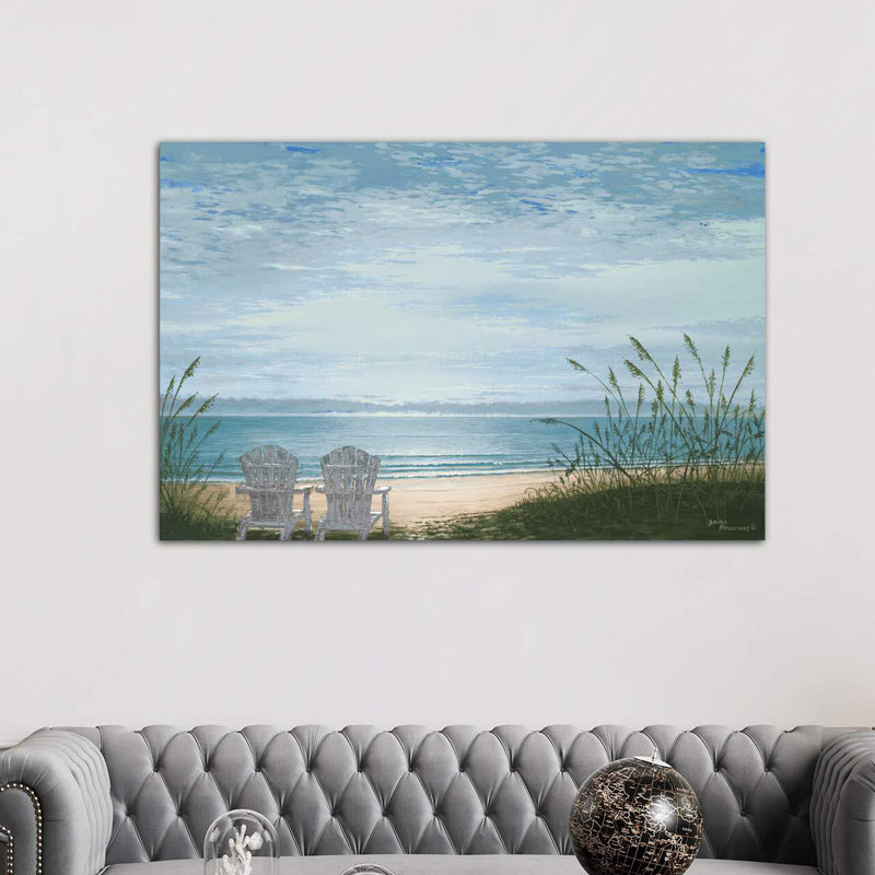 Beach Chairs by Bruce Nawrocke - Painting, Wrapped Canvas, 26" H x 40" W x 1.5" D