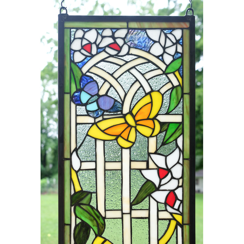 Panneau de vitrail en verre coloré
