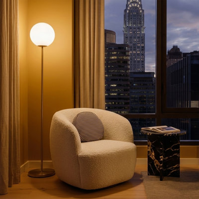Lampe sur pied DEL moderne avec abat-jour rond en verre Luna