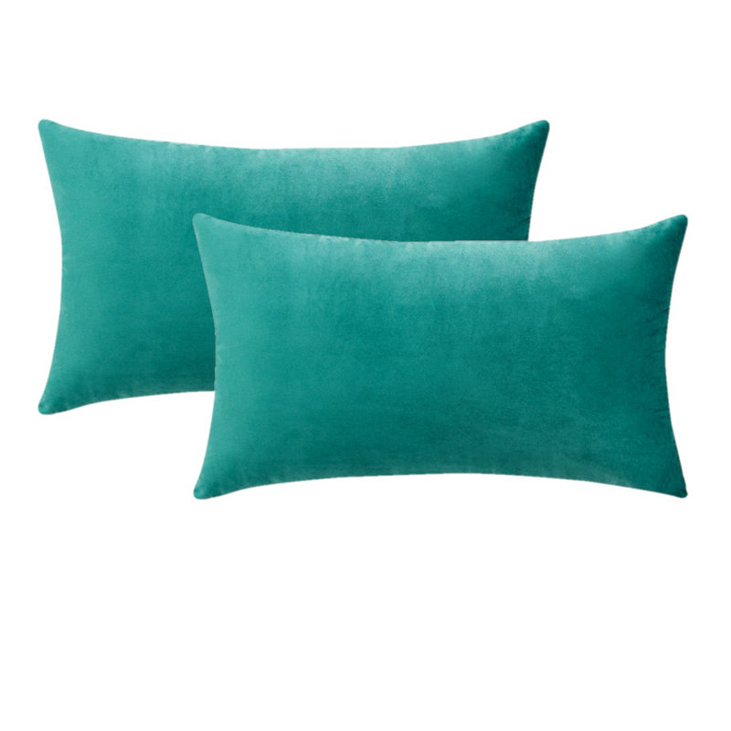 Ensemble de 2 housses de coussin en velours, Bleu sarcelle, Oui