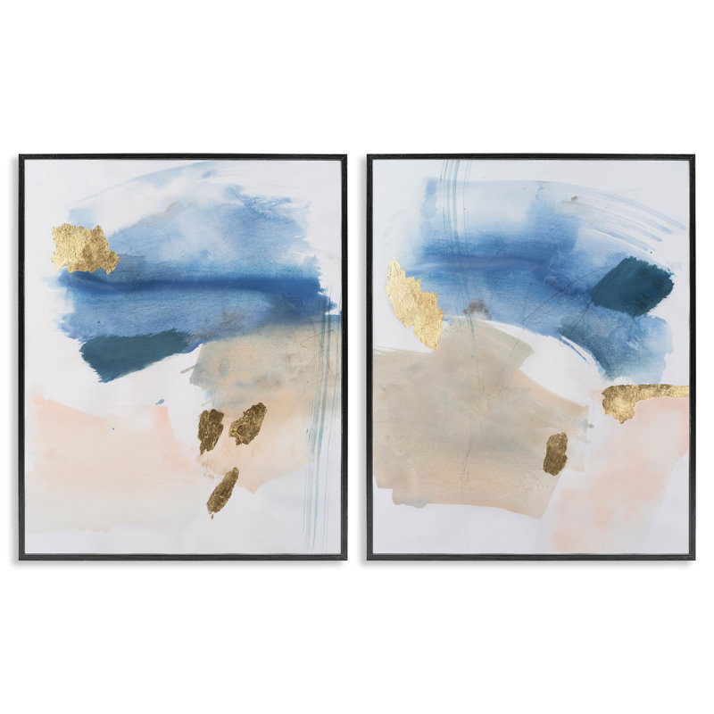 "Beach Thema Abstraction", ensemble de 2 giclées encadrées par Victoria Barnes, H 30 po x l 24 po