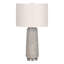 H 29 po, lampe de table, résine grise, abat-jour ivoire / crème, moderne, éclairage
