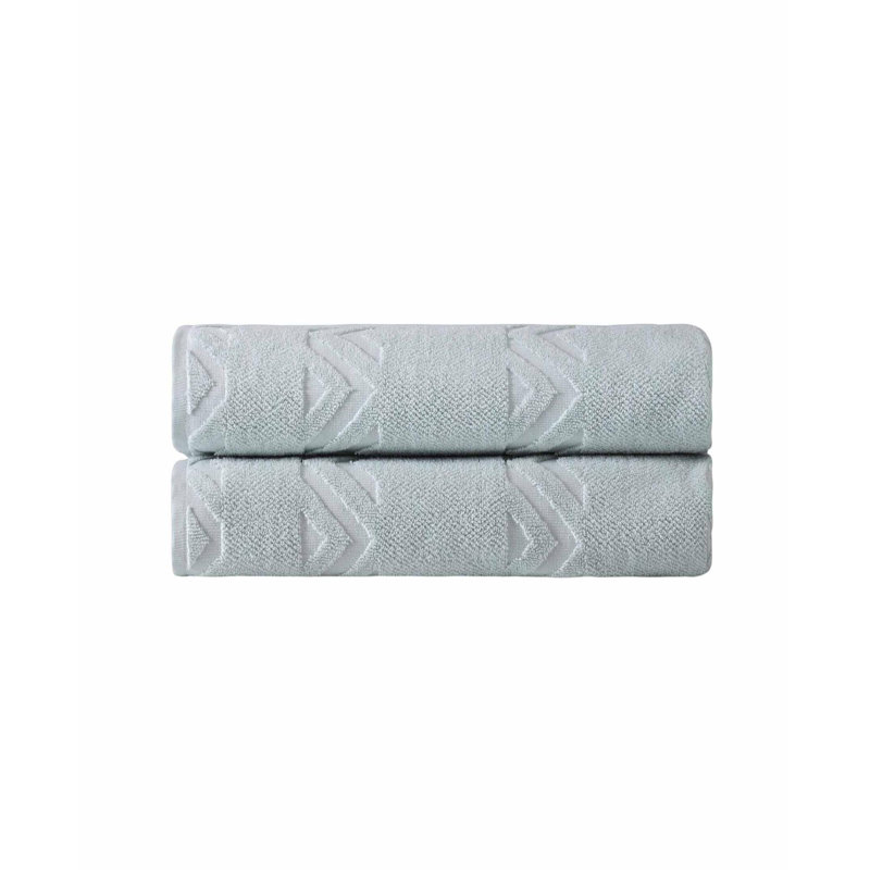 Ensemble de deux draps de bain en coton turc à motifs géométriques turquoise, 40" x 70"