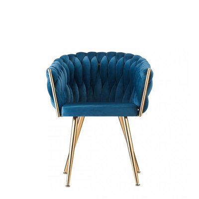 Abdurrahim Velvet Dining Chair - Ergonomic Tufted Back and Metal Legs - Button Back Armchair for Dining Room Living Room Restaurants - Single