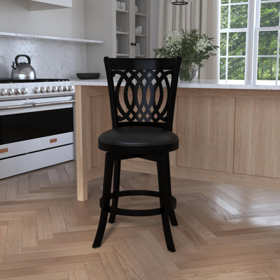 Collinsworth Swivel Upholstered Faux Leather Counter Stool