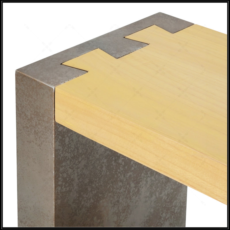 Console rétro Mirod avec menuiserie à queue d'aronde et placage de bois patiné