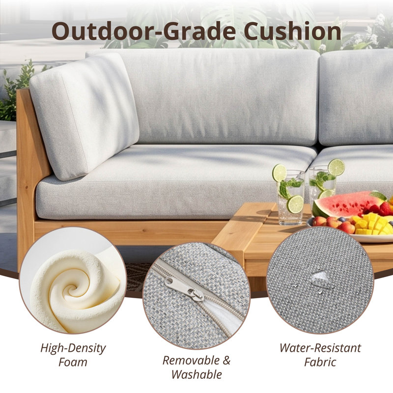 Solid Wood Patio Conversation Modular Sofa Set