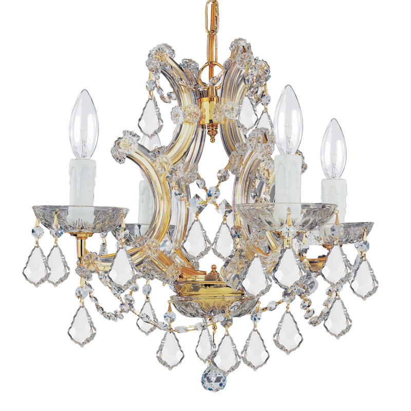 Lustre empire 4 lumières de style semaine, Transparent coupé à la main