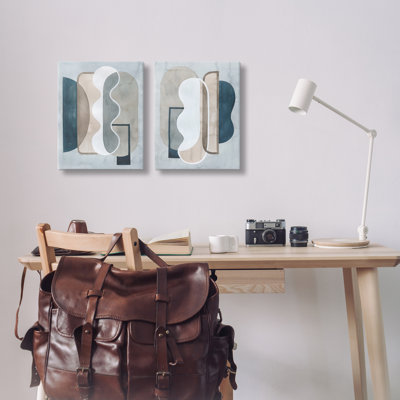  «Wavy Retro Contemporary», ensemble de 2 toiles murales par Grace Popp