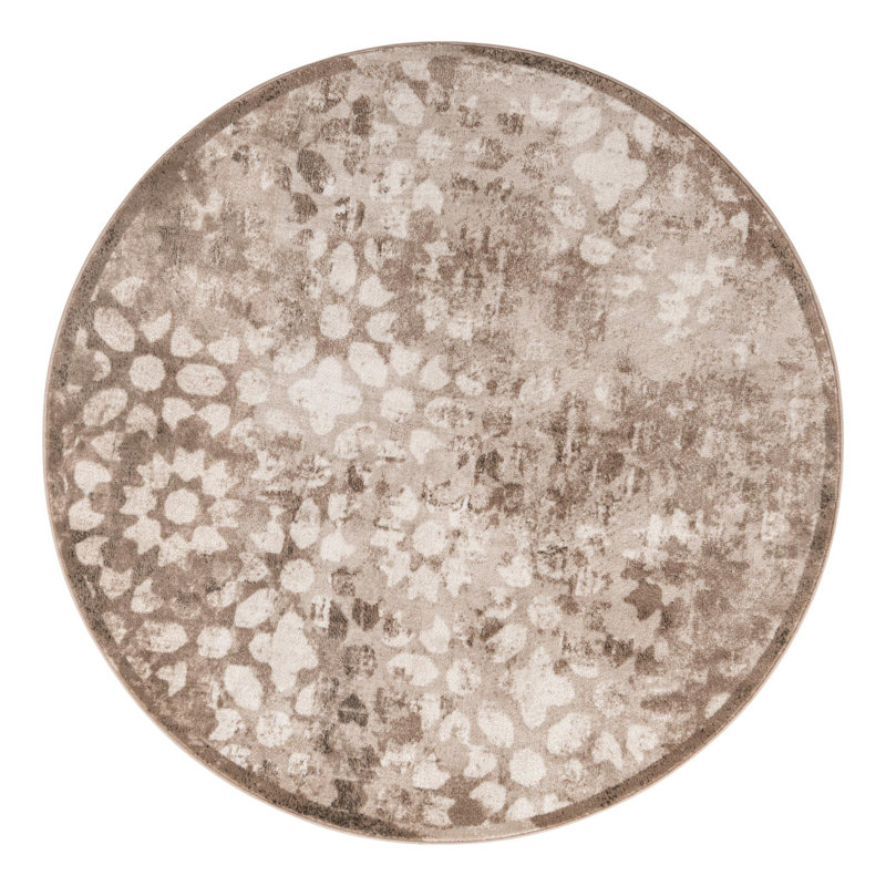 Brandt Floral Area Rug, Brown/Cream, Round 7'