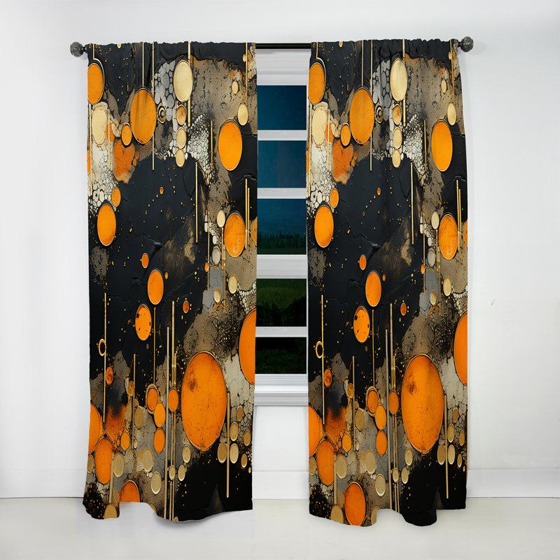 Collage de pierre Amazonite gris et orange Singson - rideau en velours traditionnel - obscurcissant - 1 panneau