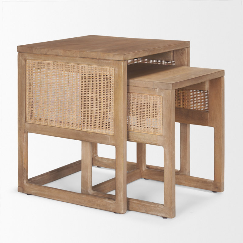 Cinna Solid Wood Nesting Tables, Light Brown
