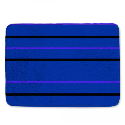 Blue Purple Black Stripes Bath Mat