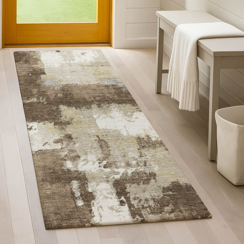 Machine Washable Indoor/Outdoor Chantille ACN2913 Modern Rug, 2'3" x 7'6" Runner, Chocolate