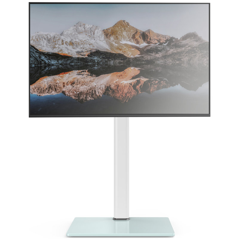 Tempered Glass Base Floor TV Stand 32-60 Inch, Height Adjustable,swivel Tv Stand With Mount, White