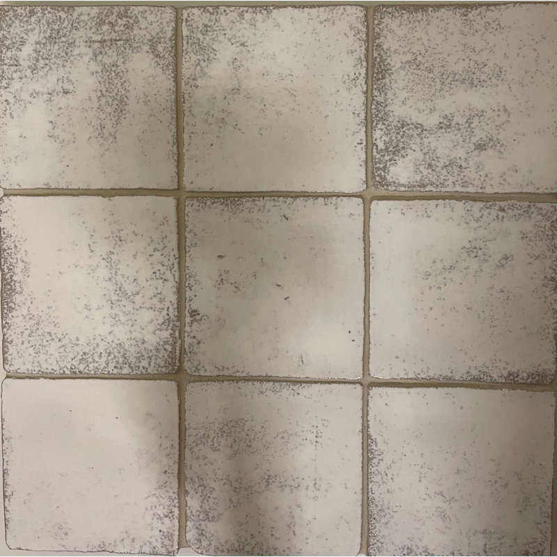 Carreau de céramique 4 "x 4" Zellige, Blanc / antique