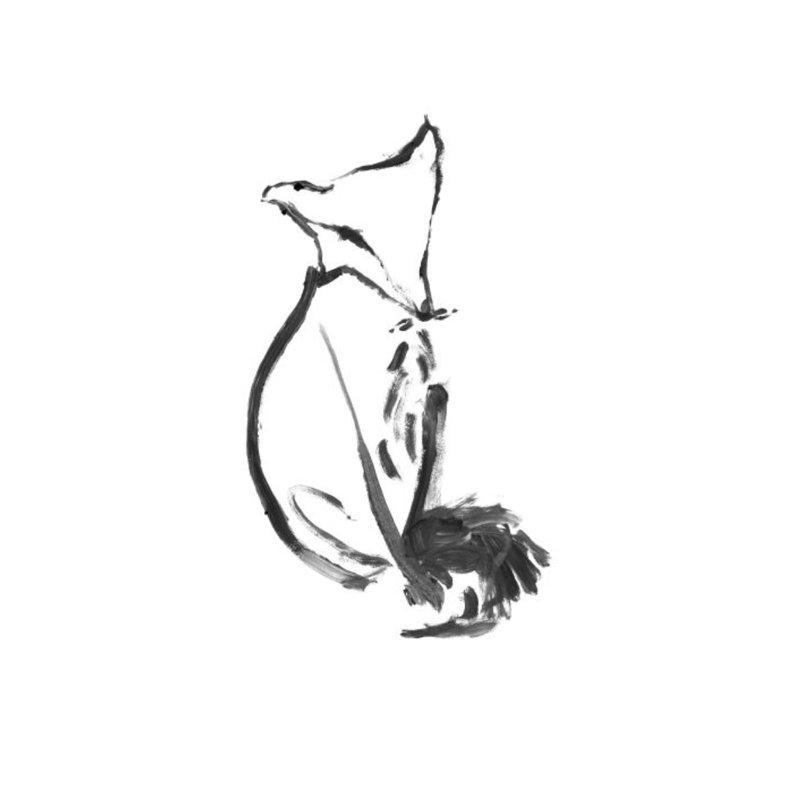 Leaning Fox I Print by Fern Cassidy, 33" H x 24" W x 1.5" D, Image Brush Gel