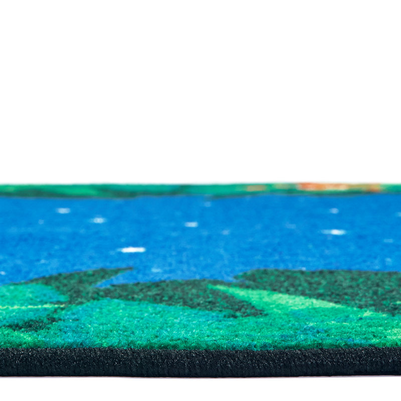 Tapis bleu / vert Peaceful Tropical Night, Rectangle 6 pi x 9 pi