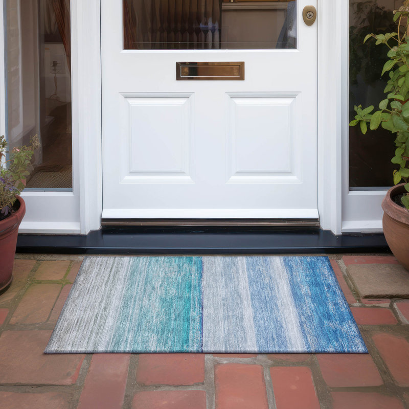 Tapis intérieur / extérieur lavable à la machine Christain ACN1252 Sky, Rectangle 1 pi 8 po x 2 pi 6 po